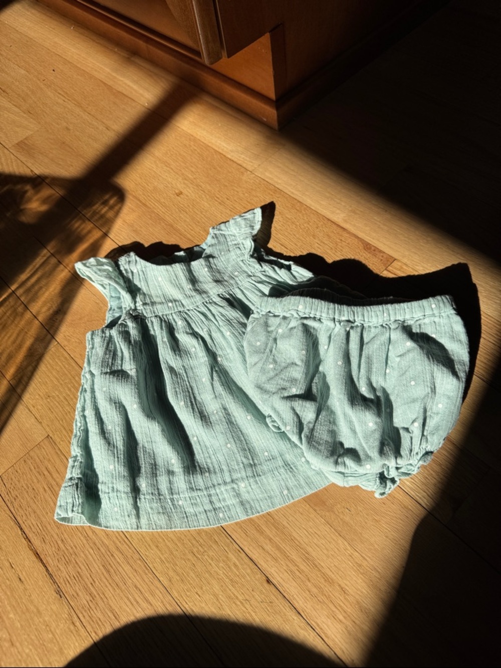 Janie and Jack Baby Set (3–6M) – Blue Gauze Dress & Bloomers